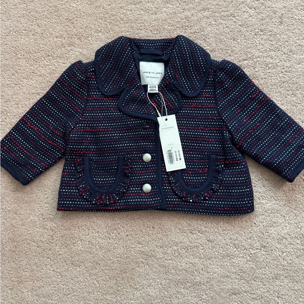 NWT Janie & Jack 12-18mo navy, red, & white blazer